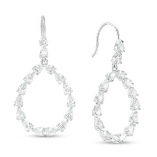 Pear-Shaped Cubic Zirconia Teardrop Earrings in Sterling Silver