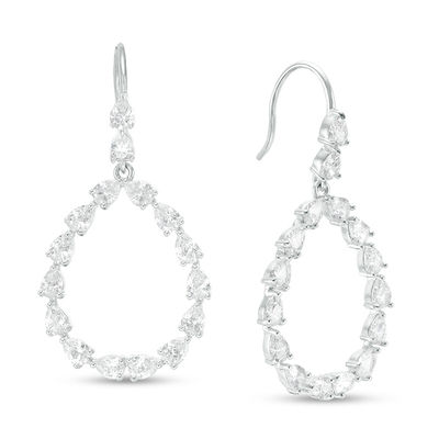 Pear-Shaped Cubic Zirconia Teardrop Earrings in Sterling Silver