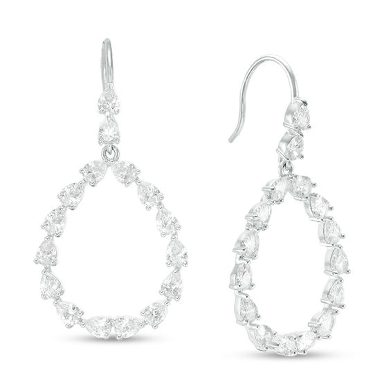 Pear-Shaped Cubic Zirconia Teardrop Earrings in Sterling Silver