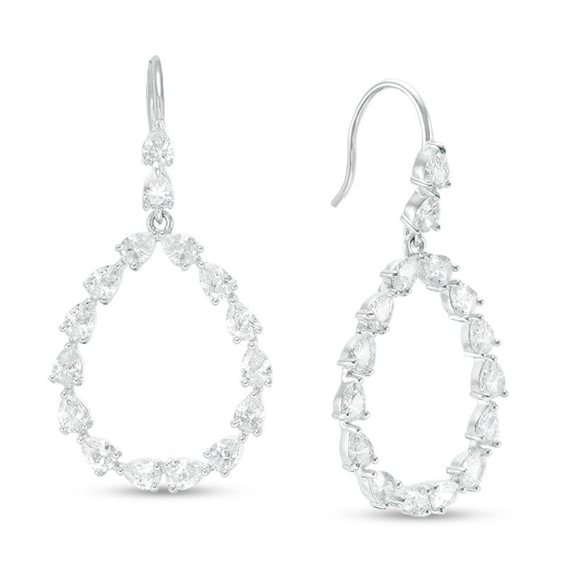 Pear-Shaped Cubic Zirconia Teardrop Earrings in Sterling Silver