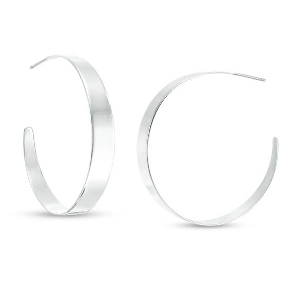 40mm Flat Hoop Earrings in Sterling Silver