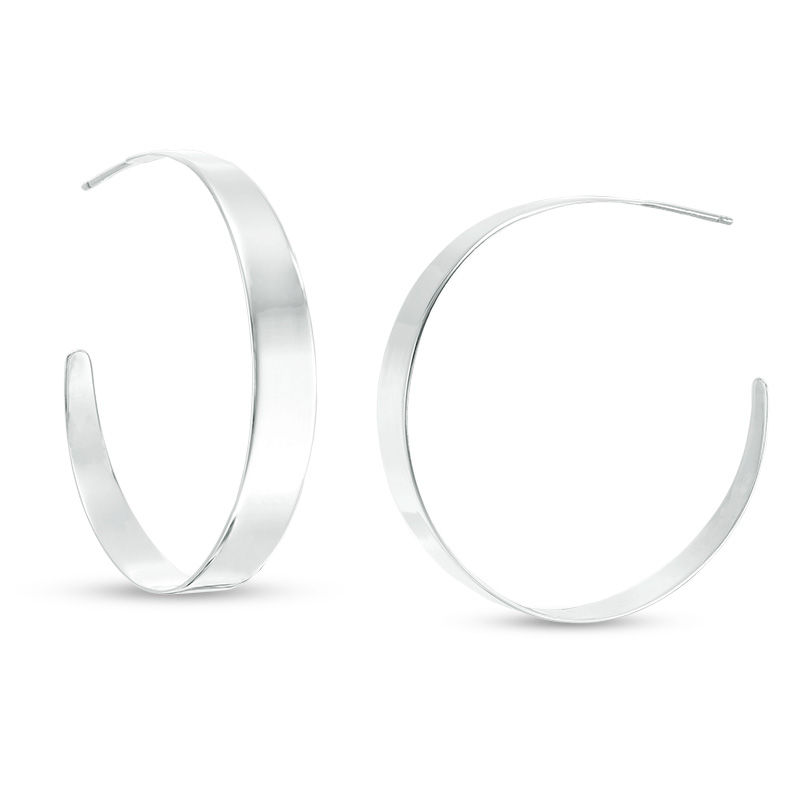 Main Image 1 of 40mm Flat Hoop Earrings in Sterling Silver
