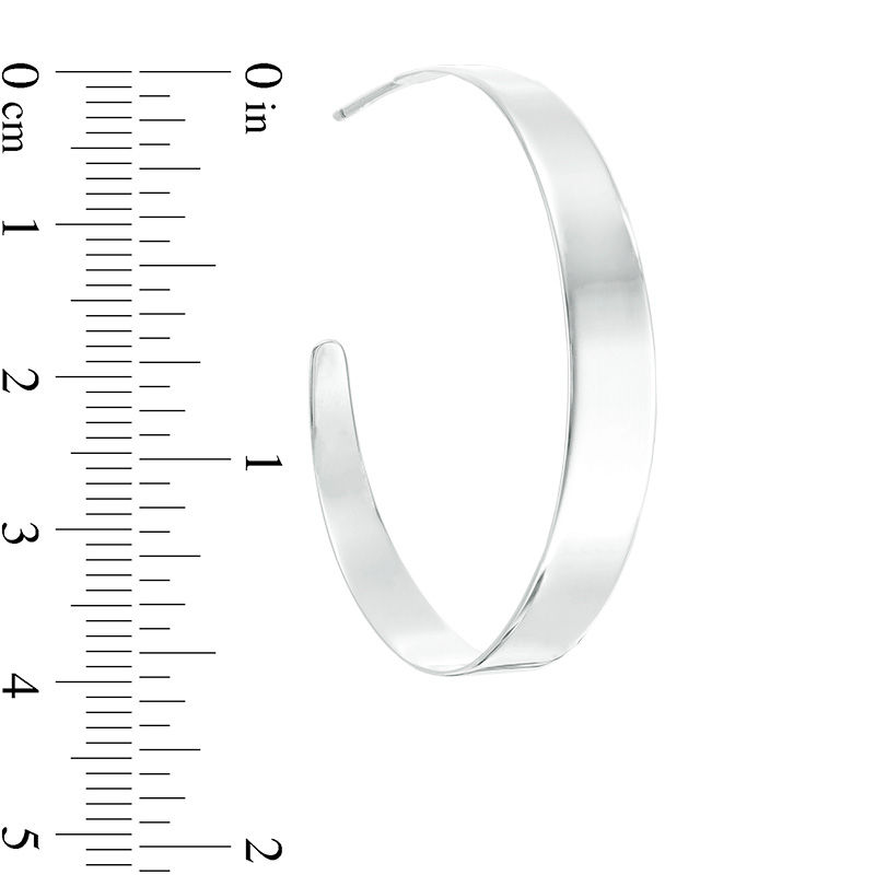 Main Image 2 of 40mm Flat Hoop Earrings in Sterling Silver