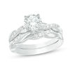 Thumbnail Image 0 of 6.5mm Cubic Zirconia Twist Shank Bridal Set in Sterling Silver - Size 7