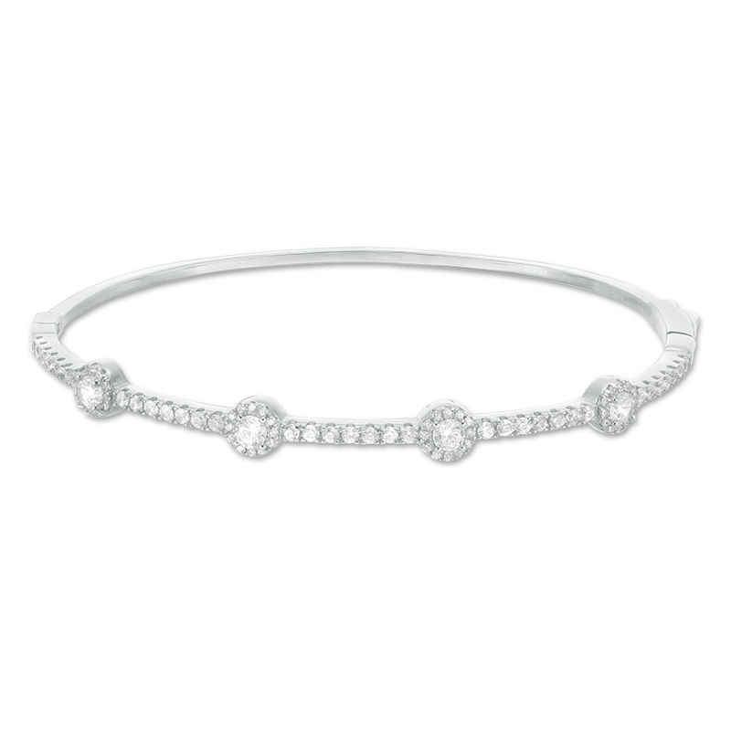 Main Image 1 of Cubic Zirconia Frame Station Bangle in Sterling Silver