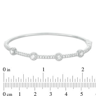 Cubic Zirconia Frame Station Bangle in Sterling Silver