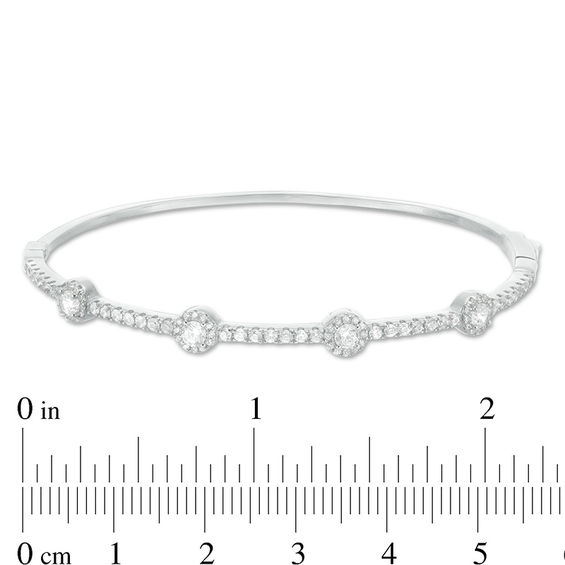 Cubic Zirconia Frame Station Bangle in Sterling Silver