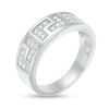 Cubic Zirconia Greek Pattern Band in Sterling Silver - Size 10