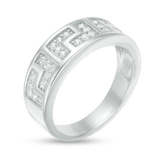 Cubic Zirconia Greek Pattern Band in Sterling Silver - Size 10