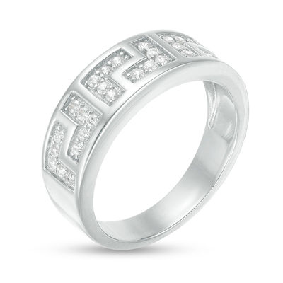 Cubic Zirconia Greek Pattern Band in Sterling Silver - Size 10