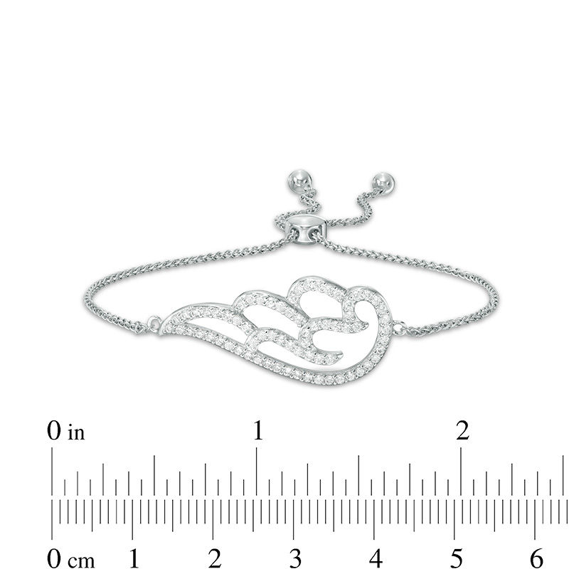Cubic Zirconia Angel Wing Bolo Bracelet in Sterling Silver - 9"