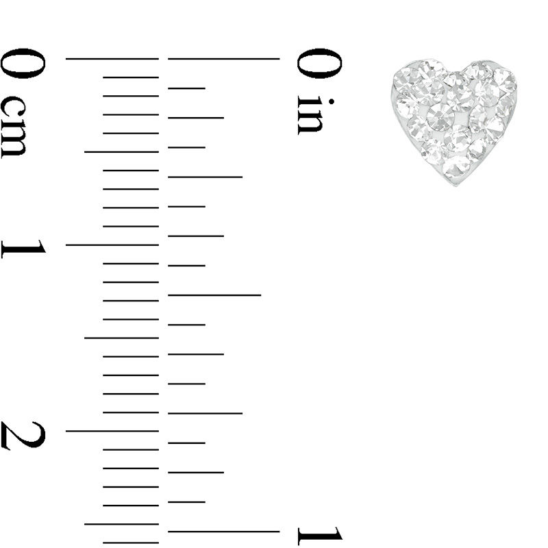 Crystal Heart Studs and Hoop Earrings Set in Sterling Silver