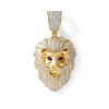 Thumbnail Image 0 of Simulated Ruby and 7/8 CT. T.W. Diamond Lion Head Necklace Charm in 10K Gold