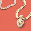 Thumbnail Image 2 of Simulated Ruby and 7/8 CT. T.W. Diamond Lion Head Necklace Charm in 10K Gold