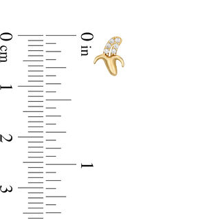 Cubic Zirconia Peeled Banana Stud Earrings in 10K Gold