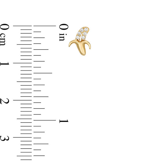 Cubic Zirconia Peeled Banana Stud Earrings in 10K Gold