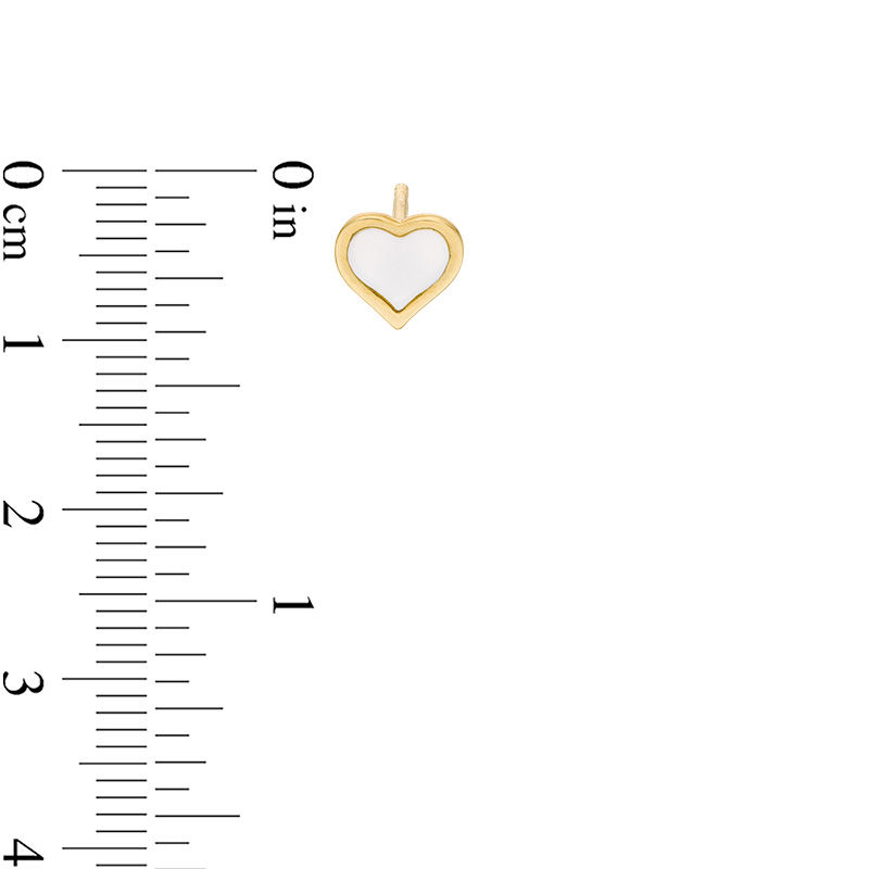 Main Image 2 of Heart-Shaped Mother-of-Pearl Stud Earrings in 10K Gold