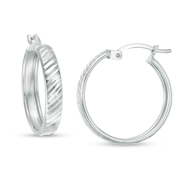 20mm Diamond-Cut Hoop Earrings in Sterling Silver
