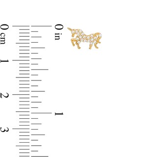 Cubic Zirconia Unicorn Stud Earrings in 10K Gold