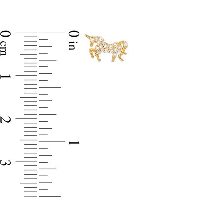 Cubic Zirconia Unicorn Stud Earrings in 10K Gold