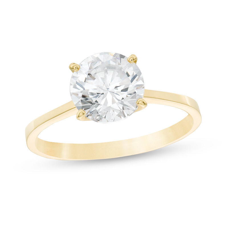 8mm Cubic Zirconia Solitaire Engagement Ring in 10K Gold - Size 7