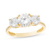 6.5mm Cubic Zirconia Three Stone Engagement Ring in 10K Gold - Size 7