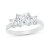 6mm Princess-Cut Cubic Zirconia Three Stone Engagement Ring in 10K White Gold - Size 7