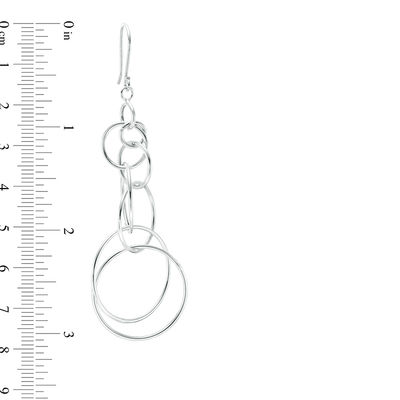 Layered Circles Dangle Drop Earrings in Sterling Silver