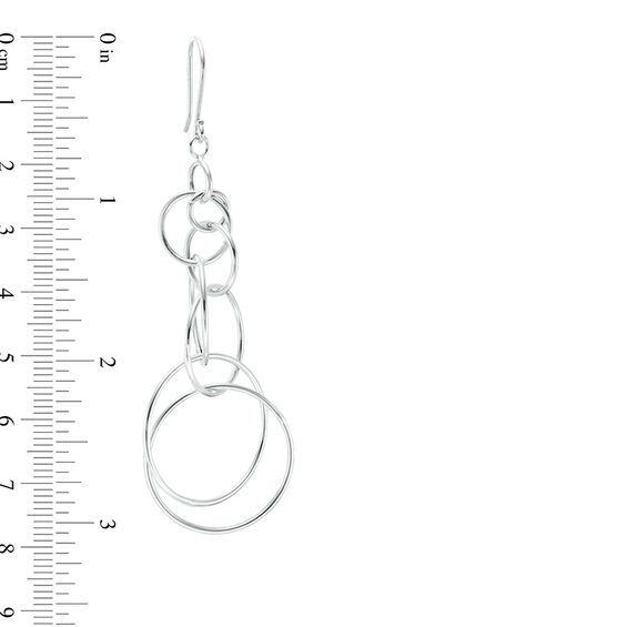Layered Circles Dangle Drop Earrings in Sterling Silver