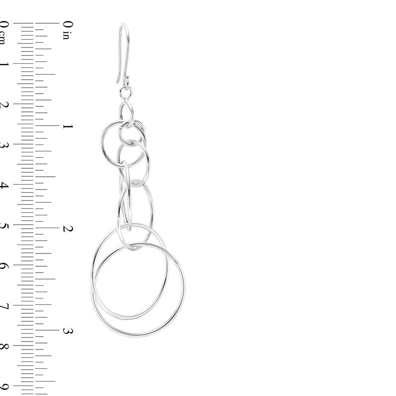 Layered Circles Dangle Drop Earrings in Sterling Silver