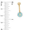014 Gauge Blue Cubic Zirconia Starburst Belly Button Ring in 10K Gold