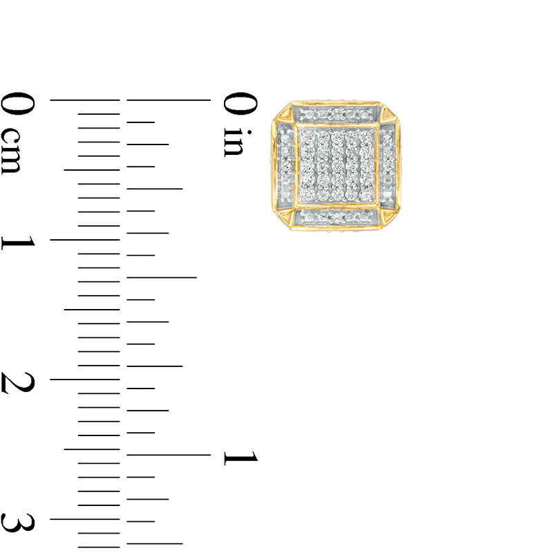 Main Image 2 of 10K Solid Gold 1/5 CT. T.W. Diamond Square Studs - XL Post