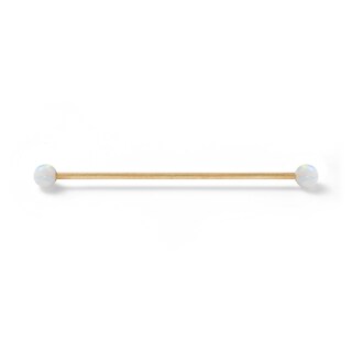 10K Hollow Gold Simulated Opal Industrial Barbell - 16G