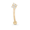 Thumbnail Image 1 of 016 Gauge Cubic Zirconia Square Cluster Curved Barbell in 10K Gold