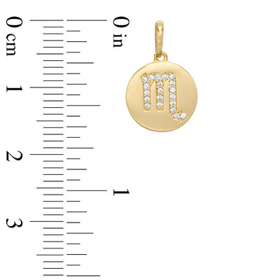 Cubic Zirconia Scorpio Zodiac Sign Disc Necklace Charm in 10K Gold