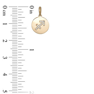 Cubic Zirconia Sagittarius Disc Necklace Charm in 10K Gold
