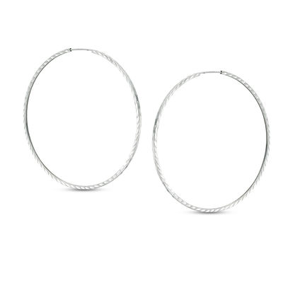 60mm Diamond-Cut Endless Tube Hoop Earrings in Sterling Silver