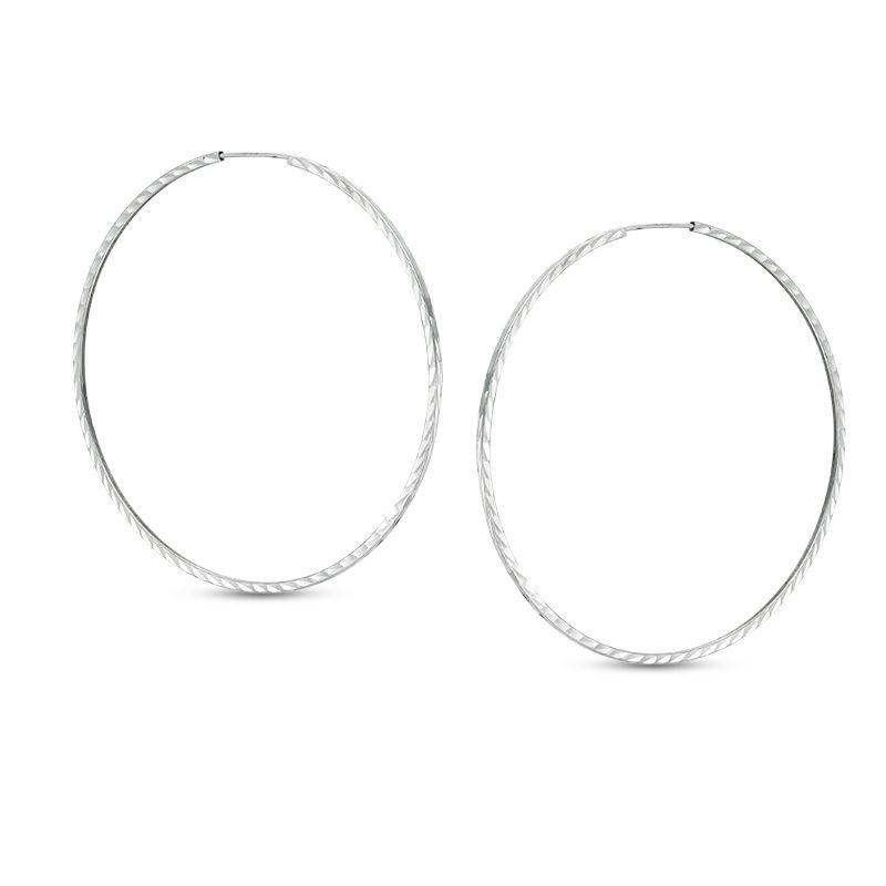Main Image 1 of 60mm Diamond-Cut Endless Tube Hoop Earrings in Sterling Silver