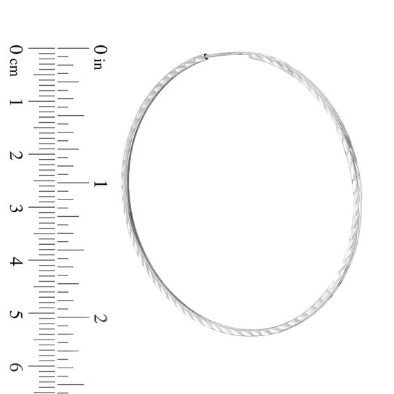 60mm Diamond-Cut Endless Tube Hoop Earrings in Sterling Silver