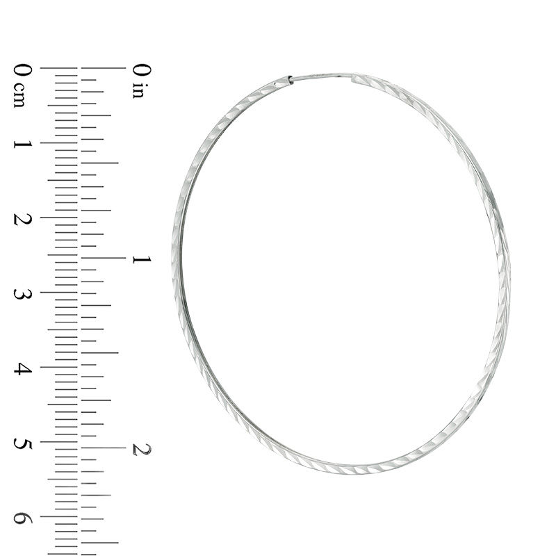 Main Image 2 of 60mm Diamond-Cut Endless Tube Hoop Earrings in Sterling Silver