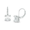 Thumbnail Image 1 of 7mm Fancy Square Cubic Zirconia Solitaire Drop Earrings in Sterling Silver