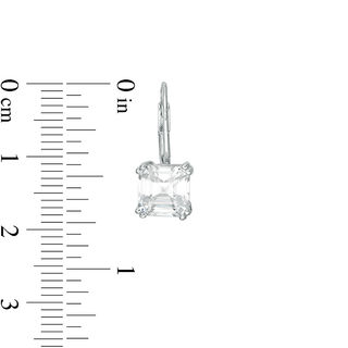 7mm Fancy Square Cubic Zirconia Solitaire Drop Earrings in Sterling Silver