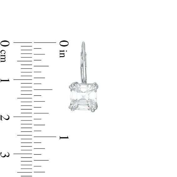 7mm Fancy Square Cubic Zirconia Solitaire Drop Earrings in Sterling Silver