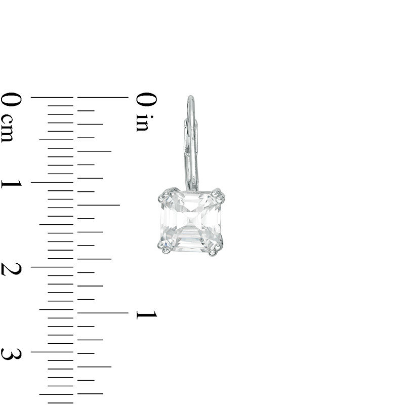 Main Image 2 of 7mm Fancy Square Cubic Zirconia Solitaire Drop Earrings in Sterling Silver