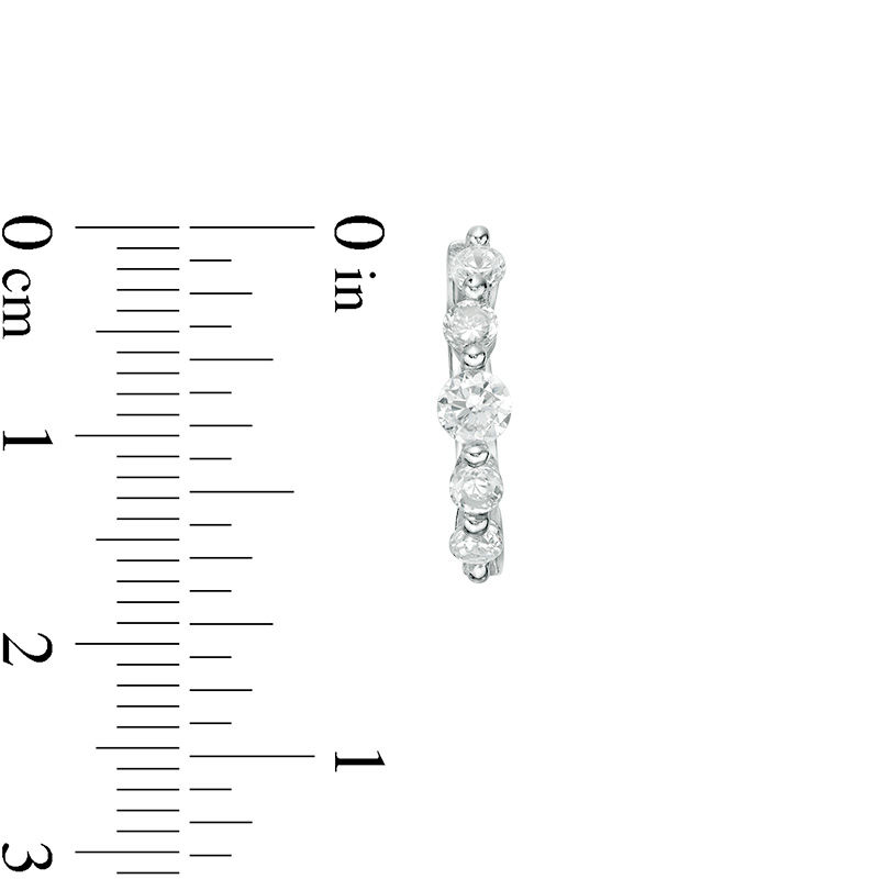 Main Image 2 of Cubic Zirconia Five Stone Huggie Hoop Earrings in Sterling Silver