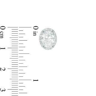 Oval Cubic Zirconia Frame Stud Earrings in Sterling Silver