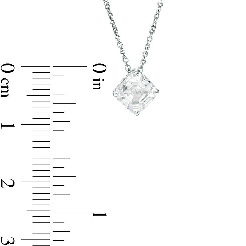 Main Image 3 of Fancy Square Cubic Zirconia Solitaire Pendant and Stud Earrings Set in Sterling Silver