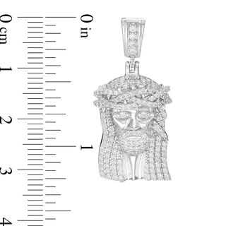 Solid Sterling Silver CZ Jesus Head Necklace Charm
