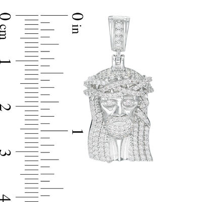 Solid Sterling Silver CZ Jesus Head Necklace Charm
