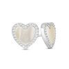 8.5mm Heart-Shaped Lab-Created Mother-of-Pearl and Cubic Zirconia Frame Stud Earrings in Sterling Silver